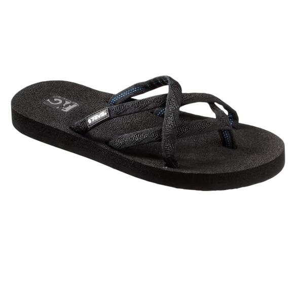 Teva Womens Olowahu Flip Flop Strappy Sandals Size 10 Slip On Black 6840 Beachy - Picture 1 of 7